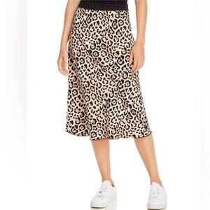 ATM Leopard Print Pull On Silk Midi Skirt Size XS